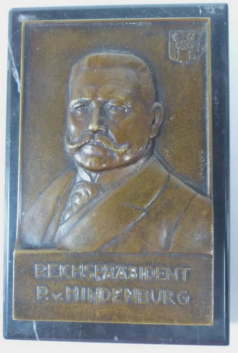 Bronze Relief Reichspräsident Hindenburg signiert Grabest als Schreibtisch Deko 0