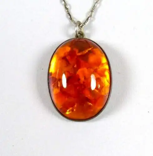 Anhänger Fischland aus 835 Silber mit Bernstein/Amber mit Kette 835 Silber