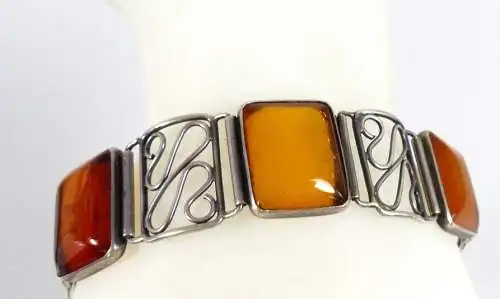 Armband Fischland aus 835 Silber mit Bernstein Amber  20 cm