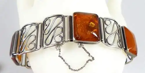 Armband Fischland aus 835 Silber mit Bernstein Amber  20 cm
