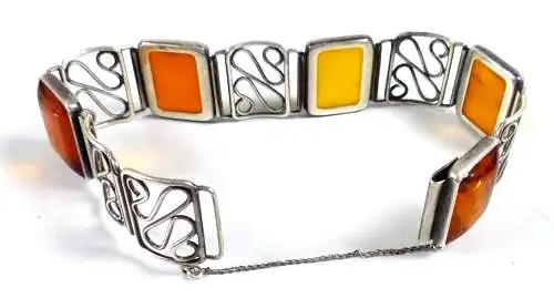 Armband Fischland aus 835 Silber mit Bernstein Amber  20 cm