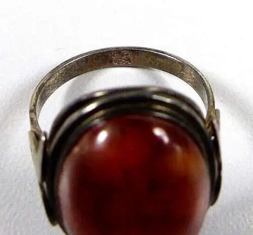 Ring aus Fischland aus 835 Silber mit Bernstein Amber Größe 56