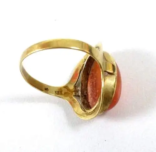 Ring aus 333 Gold mit  Bernstein/Amber Größe 52