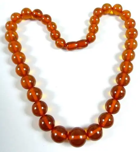 Alte Bernstein Amber Kette mit runden Perlen 41 Gramm