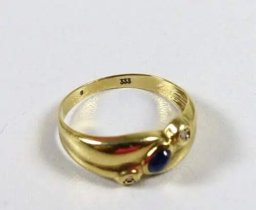 Ring aus 333 Gold mit Saphir und Diamanten je 0,02 ct.  Größe 56