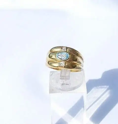 Ring  aus 925 Silber vergoldet  mit Aquamarin Größe 56