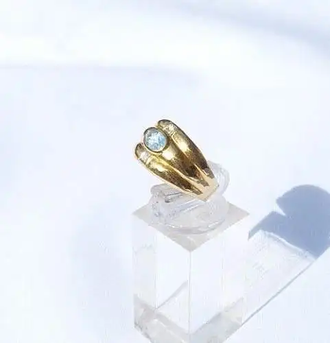 Ring  aus 925 Silber vergoldet  mit Aquamarin Größe 56