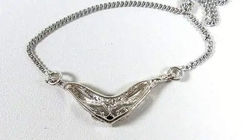 Silbercollier aus 925 Silber mit Saphir und Zirkonia