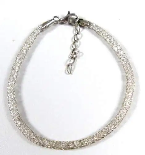 Zartes Armband  mit weißen Steinen Verschluss aus 925 Silber 19,5 cm bis 22,5 cm