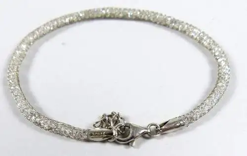 Zartes Armband  mit weißen Steinen Verschluss aus 925 Silber 19,5 cm bis 22,5 cm