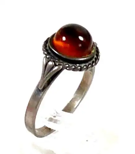 Ring  aus 925 Silber mit Bernstein Amber signiert  Größe 60