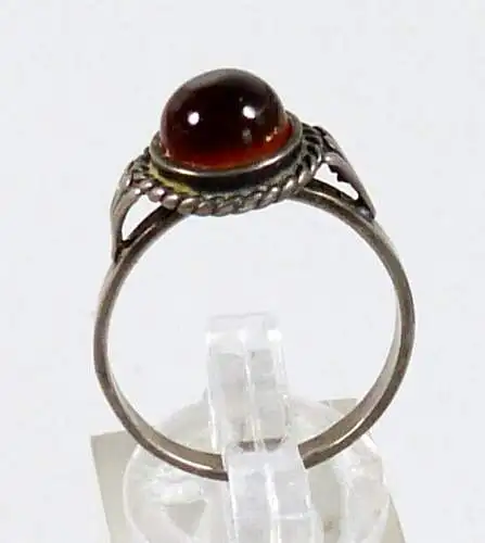 Ring  aus 925 Silber mit Bernstein Amber signiert  Größe 60