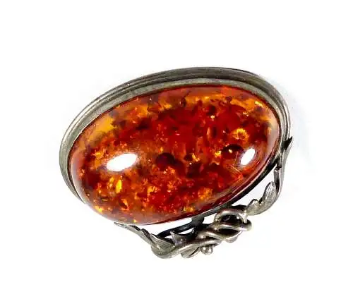 Brosche Silber mit Bernstein Amber