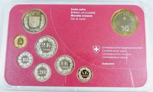 Schweiz Kursmünzensatz 2010 Murmeltier Stempelglanz im original Blister