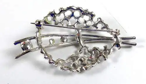 Brosche aus 835 Silber mit Perlen und Markasiten