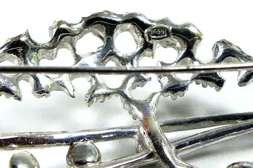 Brosche aus 835 Silber mit Perlen und Markasiten