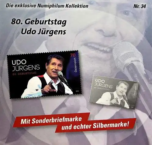 Udo Jürgens Sondermarke aus 999 Feinsilber in OVP mit Briefmarke