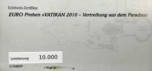 Euro Proben Vatikan 2010 Die Vertreibung aus dem Paradies in OVP