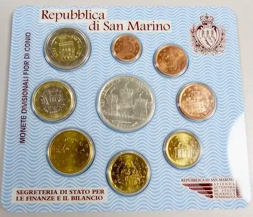 Euro KMS San Marino 2005 inklusive 5 Euro Silbermünze in OVP