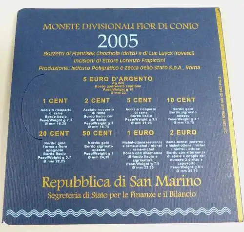 Euro KMS San Marino 2005 inklusive 5 Euro Silbermünze in OVP