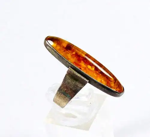 Ring aus 835 Silber mit Bernstein Fischland PB Peter Brommhold Größe 53