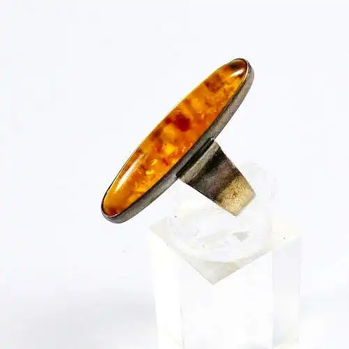 Ring aus 835 Silber mit Bernstein Fischland PB Peter Brommhold Größe 53