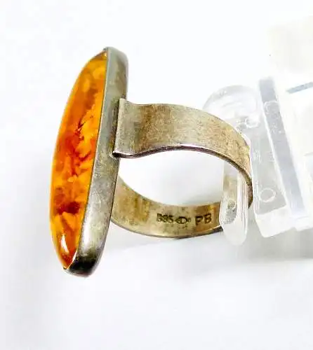 Ring aus 835 Silber mit Bernstein Fischland PB Peter Brommhold Größe 53