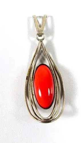 Anhänger aus 835 Silber mit Farbstein Korallen Farben