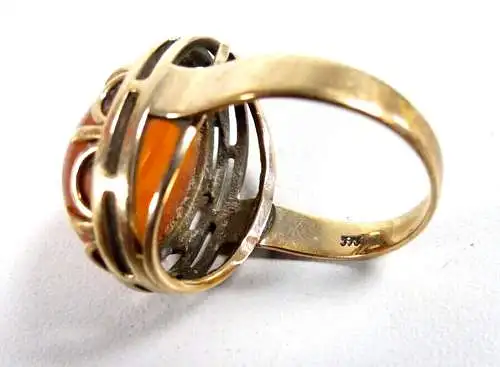 Ring aus 333 Gold mit Bernstein Amber  Größe 55