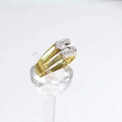 Ring aus 585 Gold  mit 10 Diamanten  Initiale S  Größe 62