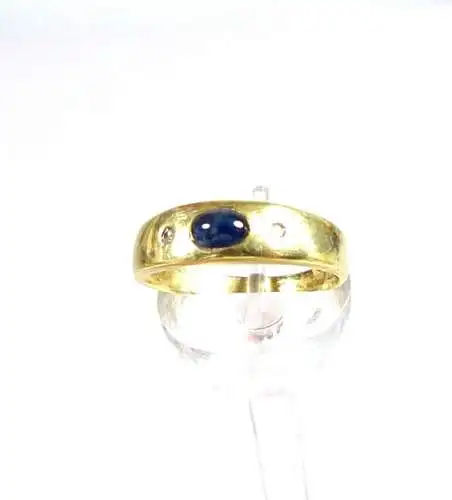 Ring aus 585 Gold  mit Saphir und Diamanten 0,03 ct. Größe 66