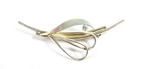 sehr dekorative Brosche aus 925 Silber mit weißem Bergkristall