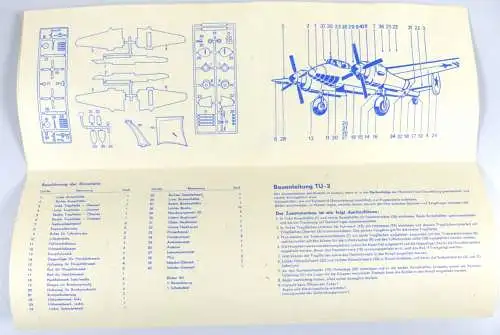 DDR Flugzeug Modellbaukasten TU 2 aus VEB Plasticart Zschopau ungebaut