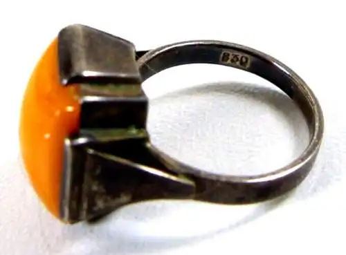 Alter Ring aus 830 Silber mit Bernstein Amber Größe 49