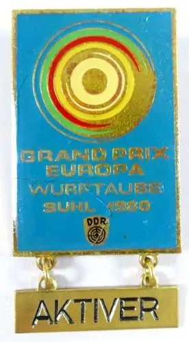 original altes Abzeichen Grand Prix Europa Wurftaube Suhl 1980  AKTIVER