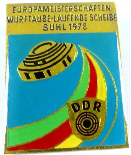 original altes Abzeichen Europameisterschaften Wurftaube Laufende Scheibe 1978