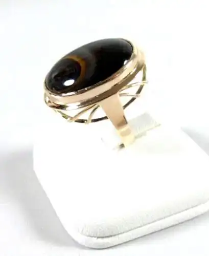 Ring aus 333 Gold mit Obsidan Größe 56