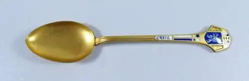 alter Jugendstil Kaffeelöffel aus Alpaka vergoldet Greiz