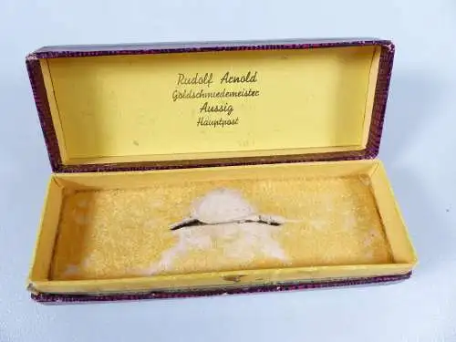 original alte Schmuckschachtel Etui aus Pappe für Brosche Rudolf Arnold Aussig