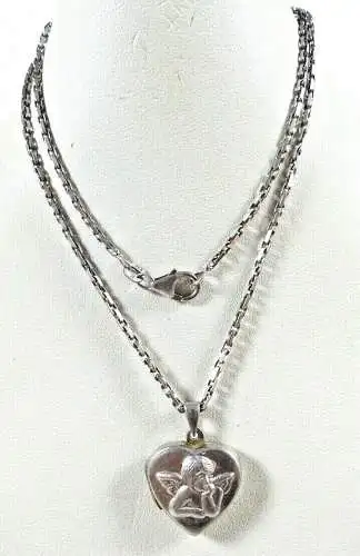 Kette aus 925 Silber mit Anhänger Herz Medaillon zum Aufklappen