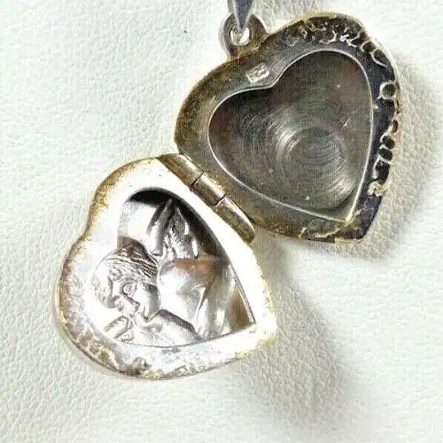 Kette aus 925 Silber mit Anhänger Herz Medaillon zum Aufklappen