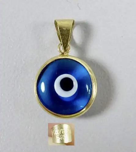 Goldanhänger Glücksauge 585 Blaues Auge