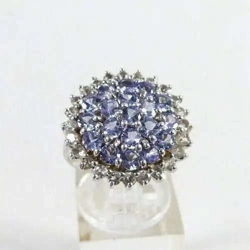 Ring 925 Silber hellblauen Kristallen  Größe 57