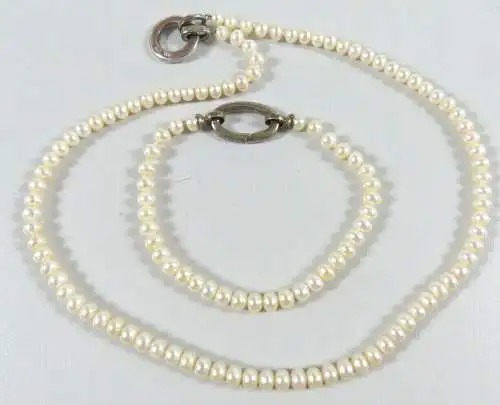 Perlenkette und Perlenarmband mit Verschlüssen aus 925 Silber  (da7016)