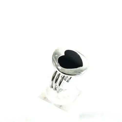 Edelstahllring mit Herz Onyx, Gr. 56/Ø 17,8 mm  (da7014)