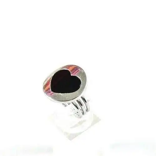 Edelstahllring mit Herz Onyx, Gr. 56/Ø 17,8 mm  (da7014)