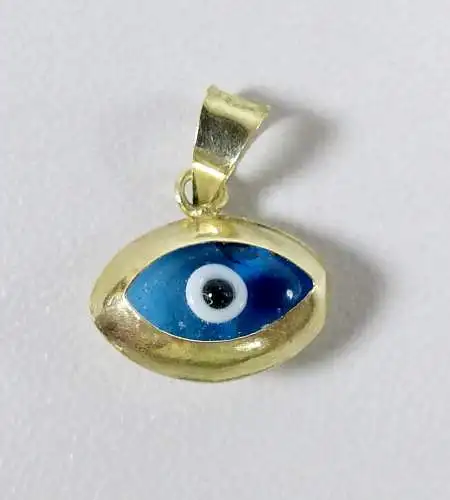 Goldanhänger Glücksauge 585 Blaues Auge     (da6967)