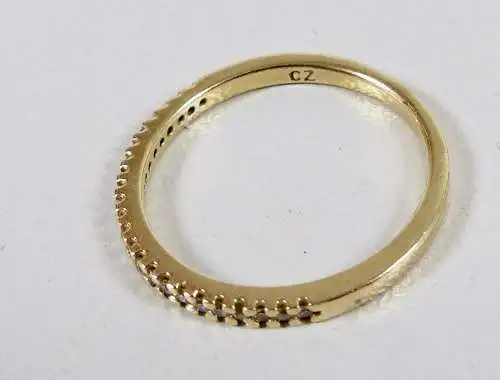 Ring aus 925 Silber vergoldet mit weißen Steinen, Gr. 57 Ø 18 mm   (da6928)