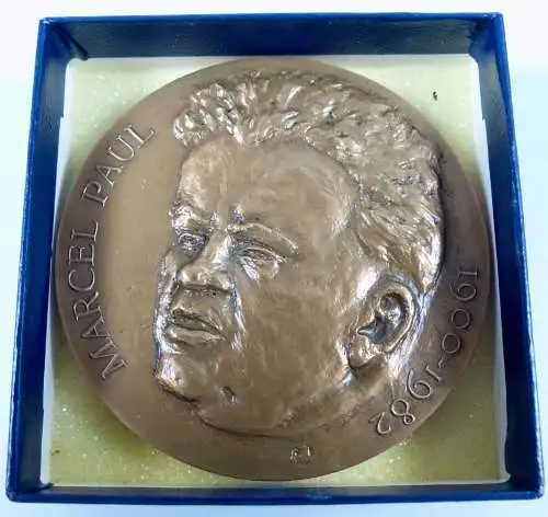 original alte Bronze Medaille Marcel Paul 1983, signiert    (da6911)