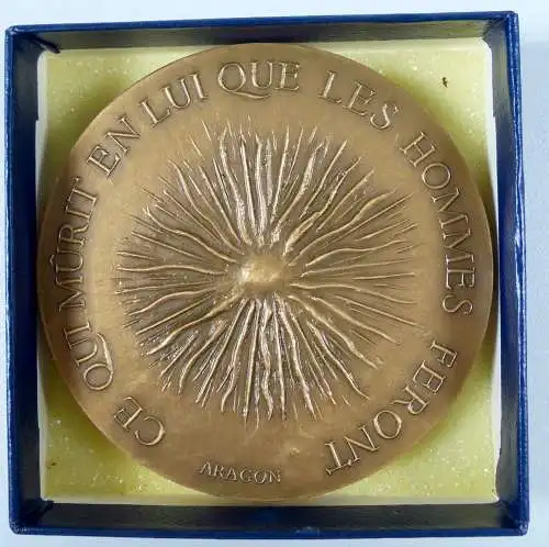 original alte Bronze Medaille Marcel Paul 1983, signiert    (da6911)